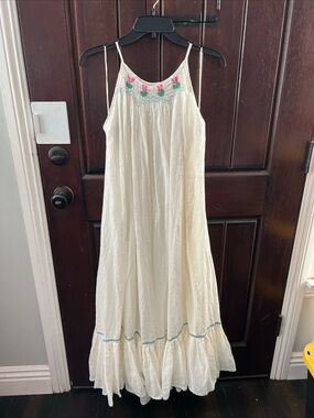 Free People tip toeing tulip midi Dress Embroidery in whisper white